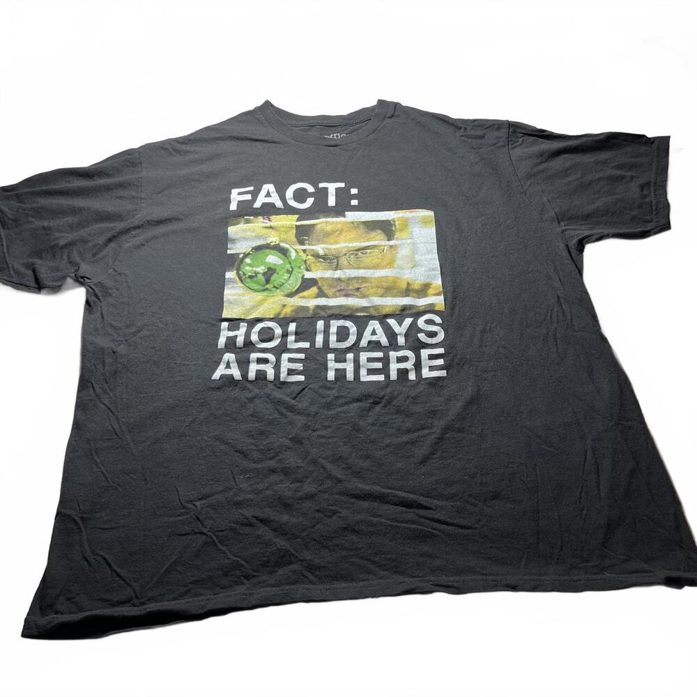 The Office Dwight Schrute 'Holidays Are Here' Black T-Shirt XXL Christmas